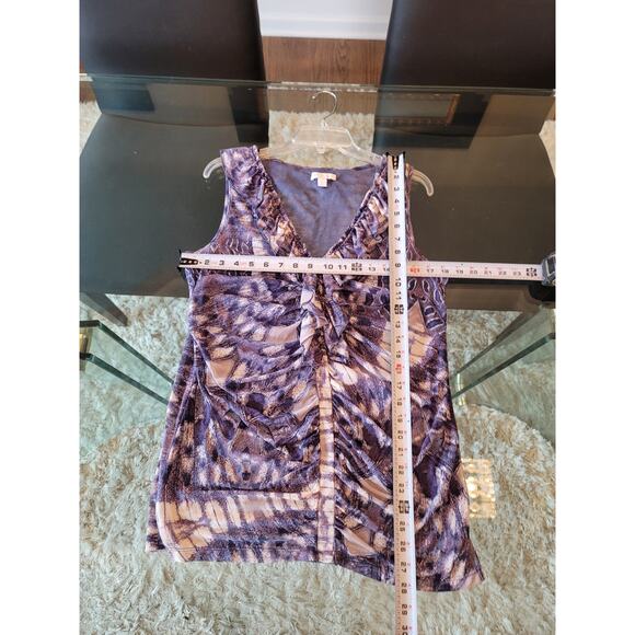 New York & Company Blouse Women's Size Large Purple White 100% Polyester - Picture 11 of 11